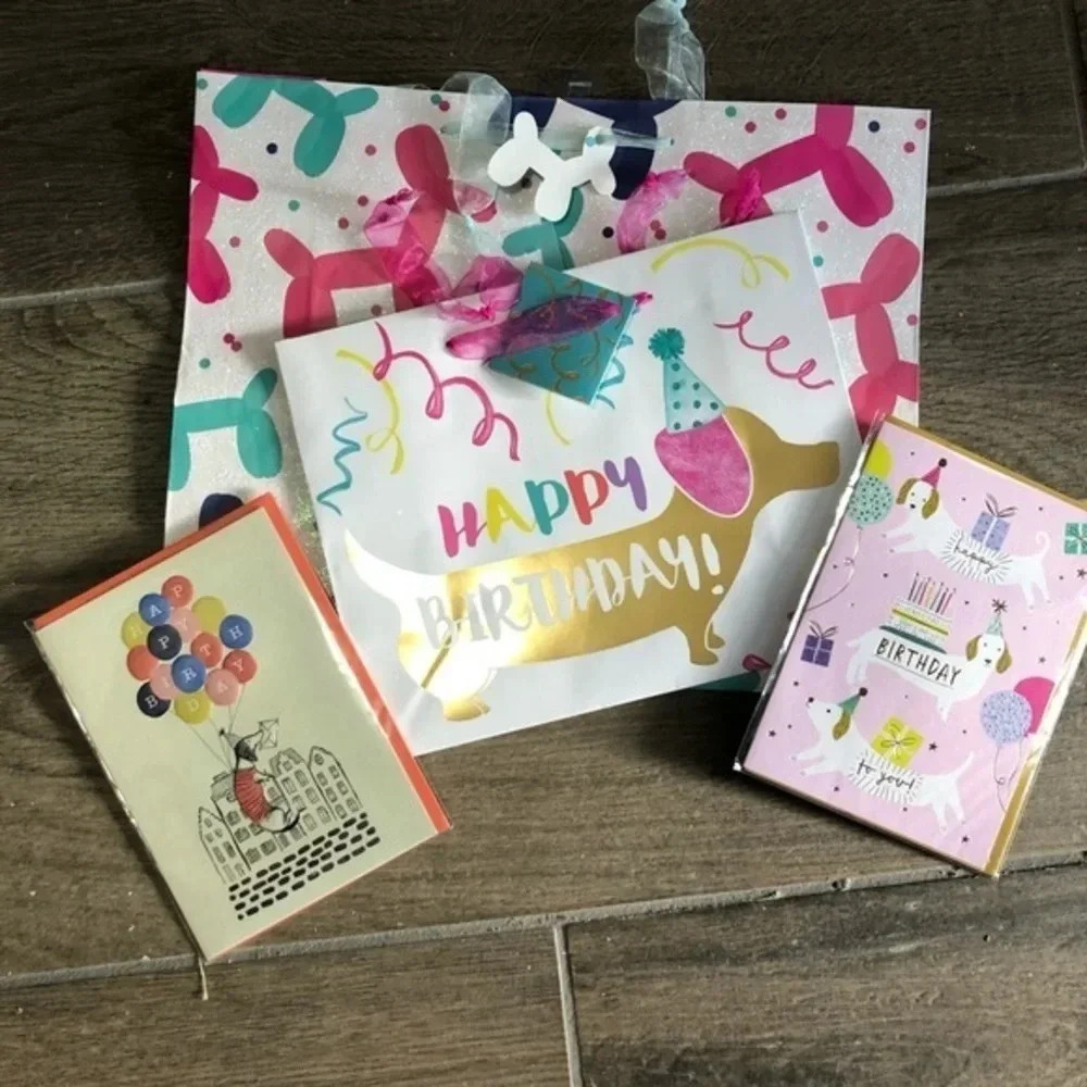 Dachshund birthday gift bag and card bundle